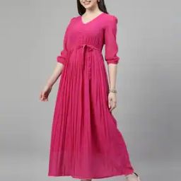 Women Fit & Flare Dress with Waist Belt-image-1