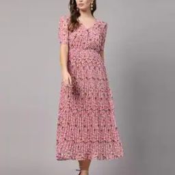 Women Floral Print Fit & Flare Dress-image-52