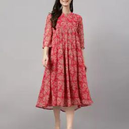 Floral Print Fit & Flare Dress-49