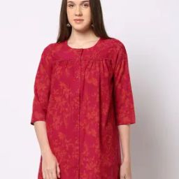 Floral Print Tunic with Lace Highlights-24