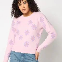 Women Floral Print Crew-Neck Pullover-image-74