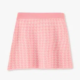 Girls Houndstooth Print A-Line Skirt-image-3
