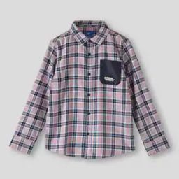 Boys Checked Relaxed Fit Shirt with Patch Pocket-image-27