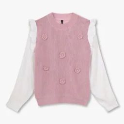 Girls Ribbed Shirt with Sweater-37