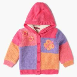 Girls Colourblock Regular Fit Hooded Cardigan-picture-32