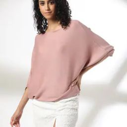 Women Ribbed Relaxed Fit Boat-Neck Pullover-picture-21