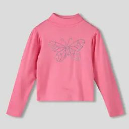 Girls Ribbed Slim Fit High-Neck T-Shirt-image-59