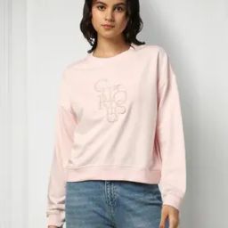 Women Placement Embroidered Regular Fit Sweatshirt-image-51