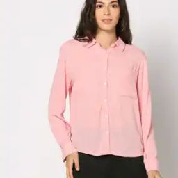 Women Regular Fit Shirt with Patch Pockets-image-99