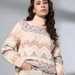 Women Geometric Knit Regular Fit Pullover-14