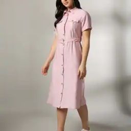 Belted Midi Shirt Dress-image-72