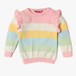 Striped Sweater with Ruffle Accent-image-49