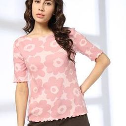 Women Floral Print Regular Fit Boat-Neck T-Shirt-image-66