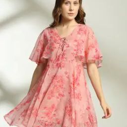 Women Floral Print Shift Dress-image-100