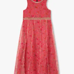 Girls Floral Print A-Line Dress-image-68