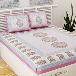 Floral Print Double Bedsheet with 2 Pillow Covers-image-89