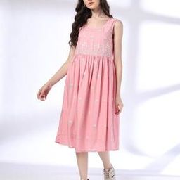 Women Embroidered Flared Dress-29
