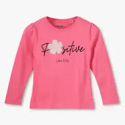 Girls Typographic Print Regular Fit Round-Neck T-Shirt-image-12