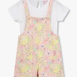 Girls Floral Print Dungaree with T-Shirt-image-62