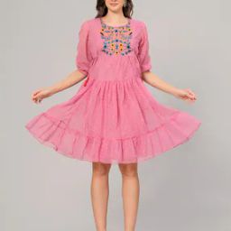 Women Embroidered Fit & Flare Dress-image-55