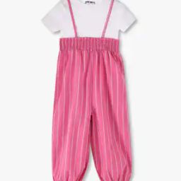 Girls Striped Dungaree & T-Shirt Set-image-56