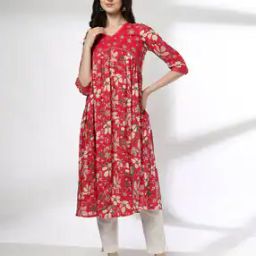 Women Floral Print A-Line Kurta with Insert Pocket-image-78