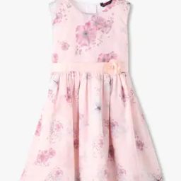 Girls Floral Print Fit & Flare Dress-image-75