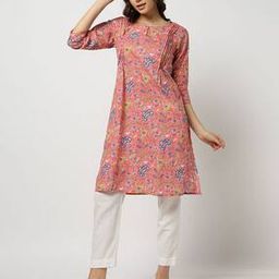yousta Women Floral Print Pintuck Straight Kurta-picture-4