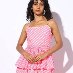Women Leheriya Print Fitted Peplum Top-picture-18
