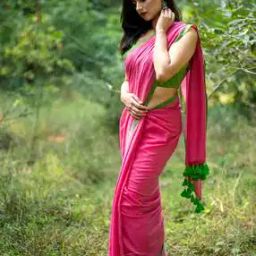 Women Cotton Saree with Tassels-image-1