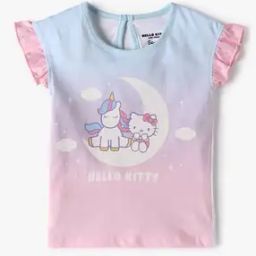 Girls Hello Kitty Print Round-Neck T-Shirt-image-78