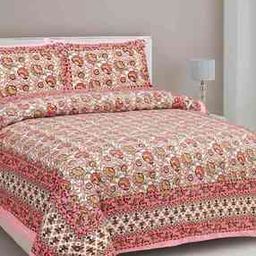 Floral Print King-Size Bedsheet with Pillow Covers-36