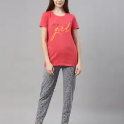 Typographic Print T-Shirt & Pyjamas Set-image-62