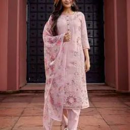 Women Embroidered Straight Kurta & Pants with Dupatta Set-image-36