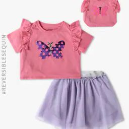 Girls Sequined Embellished Top with Skirt-image-9