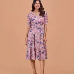 Women Floral Print Fit & Flare Dress-image-28