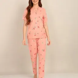 Women Watermelon Print Woven Top & Pyjamas Set-image-82