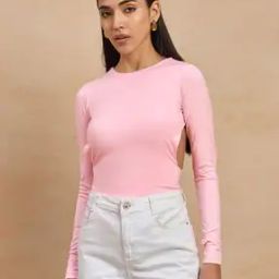 Women Round-Neck Bodysuit with Cut-Out Detail-image-20