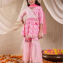 pspeaches Girls Floral Print 3-Piece Kurta Suit Set-picture-26