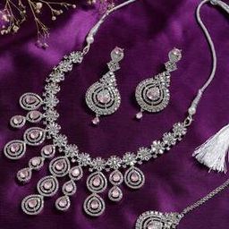 Women Rhodium-Plated American Diamond Studded Multi-piece Set-9