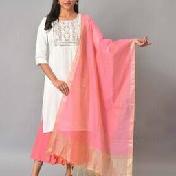 Women Striped Dupatta with Tassels-14