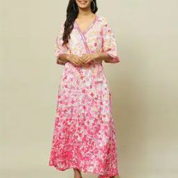 Women Floral Print Wrap Dress-image-49