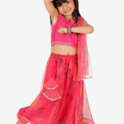 Girls Floral Print Lehenga Choli Set with Dupatta-image-30