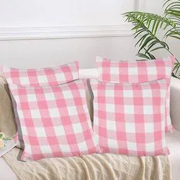 Pack of 4 Checked Cushion Covers 20" x 20"-image-2