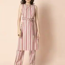 Striped Straight Kurta & Pants Set-image-10