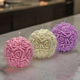 Set Of 3 Rose Ball Shaped Scented Candle-27