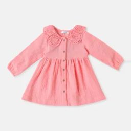Girls Schiffli Embroidered A-Line Dress-image-12