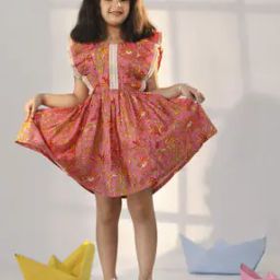 Girls Floral Print Fit & Flare Dress-image-5
