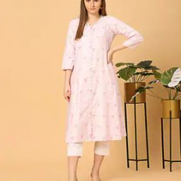 Women Leaf Print Straight Kurta-image-7