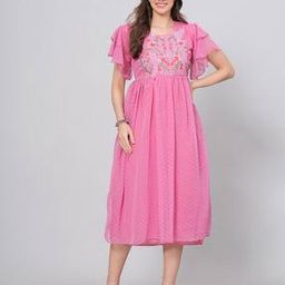 Women Embroidered Fit & Flared Dress-image-36